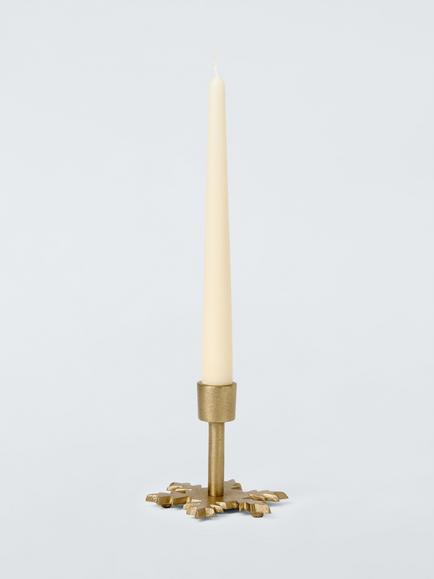John Lewis Snowflake Candle Holder, Gold - view 2, White