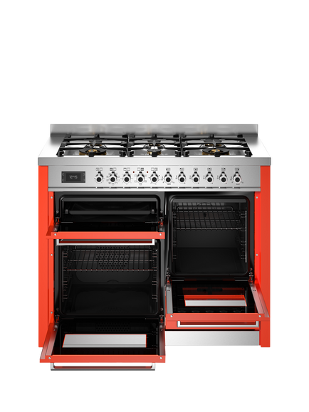 Bertazzoni Professional Series 110cm Dual Fuel Range Cooker with Gas Hob - view 2, Orange