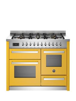 Bertazzoni Professional Series 110cm Dual Fuel Range Cooker with Gas Hob, Yellow