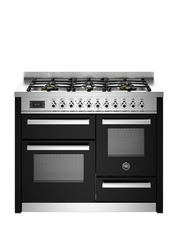 Bertazzoni Professional Series 110cm Dual Fuel Range Cooker with Gas Hob, Black