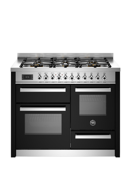 Bertazzoni Professional Series 110cm Dual Fuel Range Cooker with Gas Hob, Black