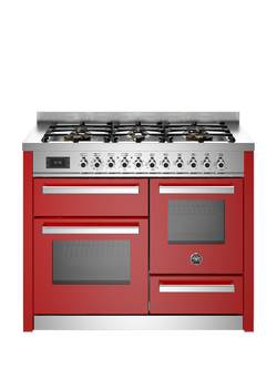 Bertazzoni Professional Series 110cm Dual Fuel Range Cooker with Gas Hob, Red