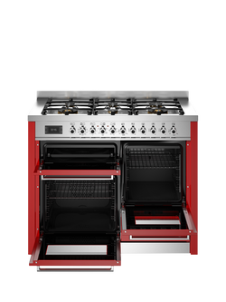 Bertazzoni Professional Series 110cm Dual Fuel Range Cooker with Gas Hob - view 2, Red
