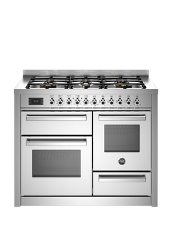 Bertazzoni Professional Series 110cm Dual Fuel Range Cooker with Gas Hob, Stainless Steel