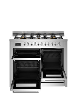 Bertazzoni Professional Series 110cm Dual Fuel Range Cooker with Gas Hob - view 2, Stainless Steel