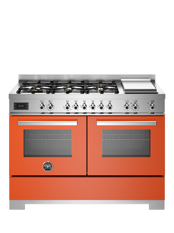 Bertazzoni Professional Series 120cm Dual Fuel Range Cooker with Gas Hob, Orange
