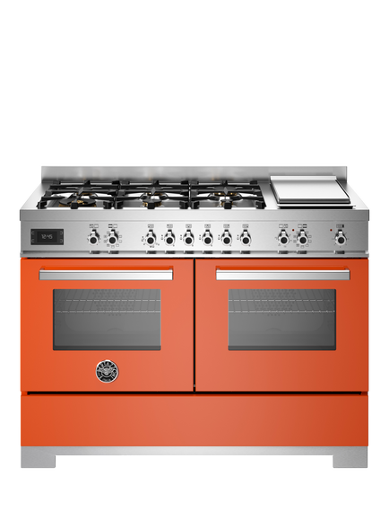 Bertazzoni Professional Series 120cm Dual Fuel Range Cooker with Gas Hob, Orange
