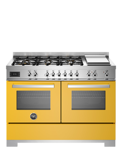 Bertazzoni Professional Series 120cm Dual Fuel Range Cooker with Gas Hob, Yellow