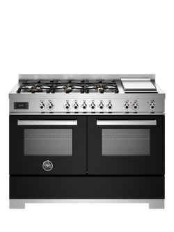 Bertazzoni Professional Series 120cm Dual Fuel Range Cooker with Gas Hob, Black