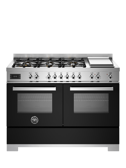 Bertazzoni Professional Series 120cm Dual Fuel Range Cooker with Gas Hob, Black
