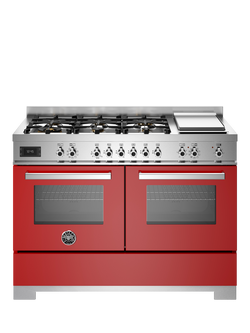 Bertazzoni Professional Series 120cm Dual Fuel Range Cooker with Gas Hob, Red