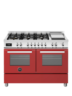Bertazzoni Professional Series 120cm Dual Fuel Range Cooker with Gas Hob - view 2, Red