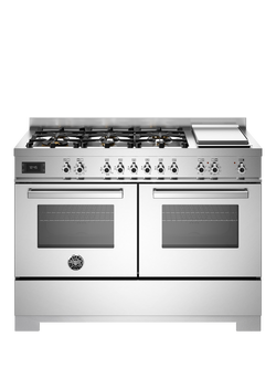 Bertazzoni Professional Series 120cm Dual Fuel Range Cooker with Gas Hob, Stainless Steel