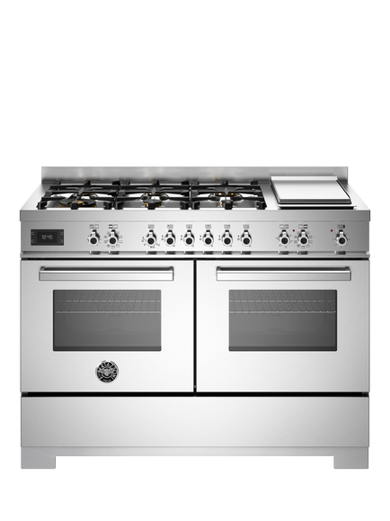 Bertazzoni Professional Series 120cm Dual Fuel Range Cooker with Gas Hob, Stainless Steel