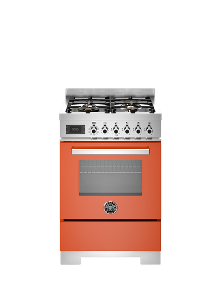 Bertazzoni Professional Series 60cm Dual Fuel Range Cooker with Gas Hob, Orange