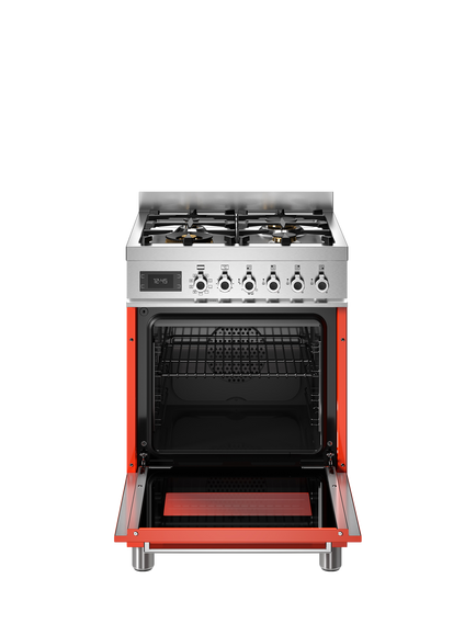 Bertazzoni Professional Series 60cm Dual Fuel Range Cooker with Gas Hob - view 2, Orange