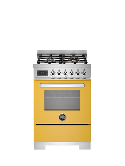 Bertazzoni Professional Series 60cm Dual Fuel Range Cooker with Gas Hob, Yellow