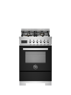 Bertazzoni Professional Series 60cm Dual Fuel Range Cooker with Gas Hob, Black