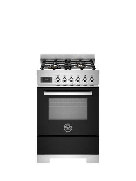 Bertazzoni Professional Series 60cm Dual Fuel Range Cooker with Gas Hob, Black