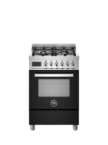 Bertazzoni Professional Series 60cm Dual Fuel Range Cooker with Gas Hob - view 2, Black