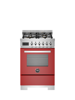 Bertazzoni Professional Series 60cm Dual Fuel Range Cooker with Gas Hob, Red
