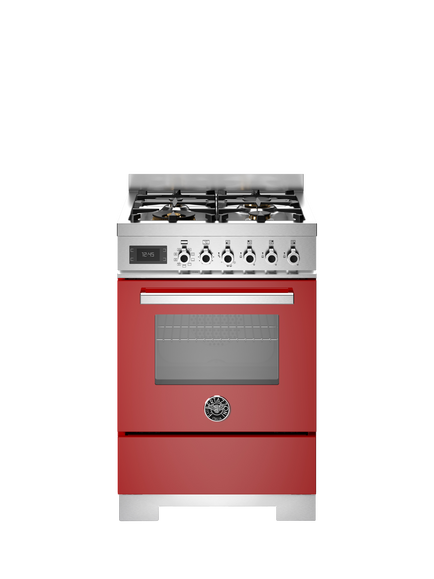 Bertazzoni Professional Series 60cm Dual Fuel Range Cooker with Gas Hob, Red