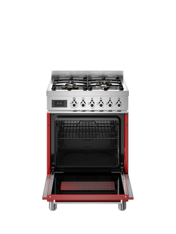 Bertazzoni Professional Series 60cm Dual Fuel Range Cooker with Gas Hob - view 2, Red