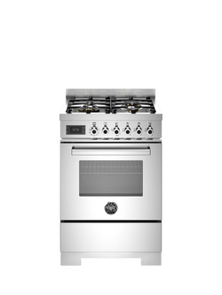 Bertazzoni Professional Series 60cm Dual Fuel Range Cooker with Gas Hob, Stainless Steel