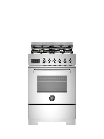 Bertazzoni Professional Series 60cm Dual Fuel Range Cooker with Gas Hob, Stainless Steel