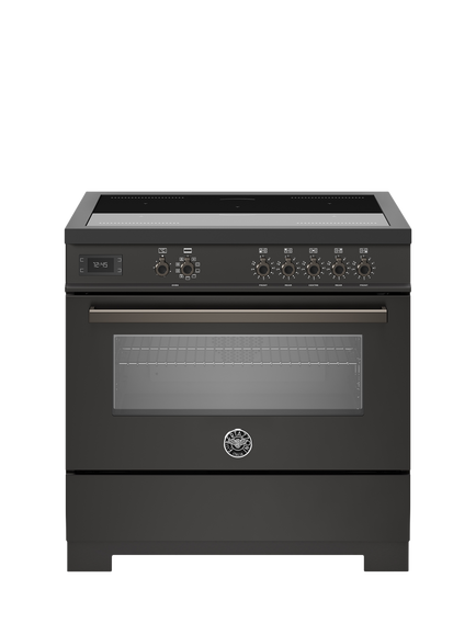 Bertazzoni Professional Series 90cm Electric Range Cooker with Induction Hob, Black