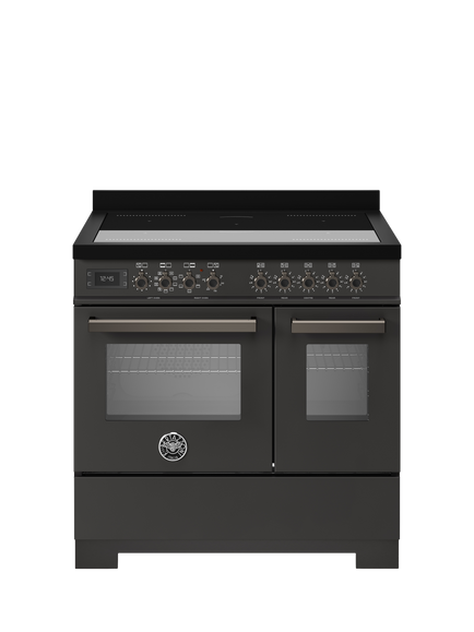 Bertazzoni Professional Series 90cm Electric Range Cooker with Induction Hob, Carbonio