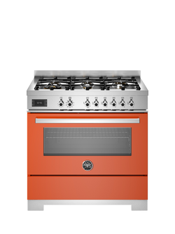 Bertazzoni Professional Series 90cm Dual Fuel Range Cooker with Gas Hob, Orange