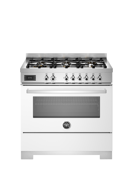 Bertazzoni Professional Series 90cm Dual Fuel Range Cooker with Gas Hob - view 2, White