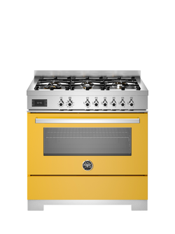 Bertazzoni Professional Series 90cm Dual Fuel Range Cooker with Gas Hob, Yellow