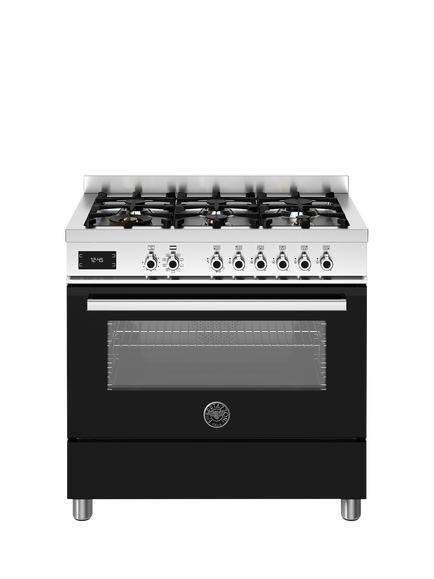 Bertazzoni Professional Series 90cm Dual Fuel Range Cooker with Gas Hob - view 2, Black