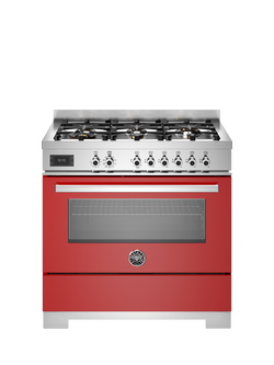 Bertazzoni Professional Series 90cm Dual Fuel Range Cooker with Gas Hob, Red