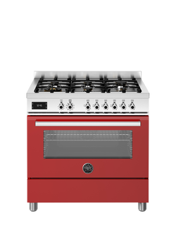 Bertazzoni Professional Series 90cm Dual Fuel Range Cooker with Gas Hob - view 2, Red
