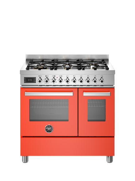 Bertazzoni Professional Series 90cm Dual Fuel Range Cooker with Gas Hob - view 2, Orange