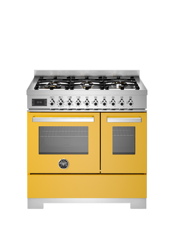 Bertazzoni Professional Series 90cm Dual Fuel Range Cooker with Gas Hob, Yellow