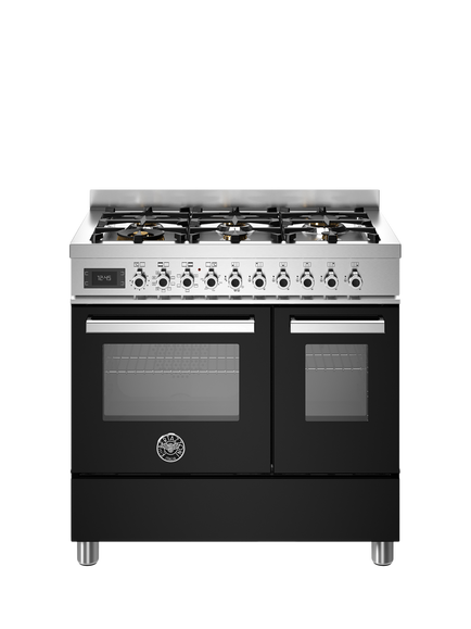 Bertazzoni Professional Series 90cm Dual Fuel Range Cooker with Gas Hob - view 2, Black