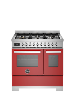 Bertazzoni Professional Series 90cm Dual Fuel Range Cooker with Gas Hob, Red