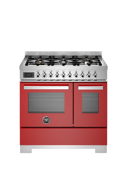Bertazzoni Professional Series 90cm Dual Fuel Range Cooker with Gas Hob, Red