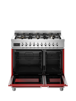 Bertazzoni Professional Series 90cm Dual Fuel Range Cooker with Gas Hob - view 2, Red