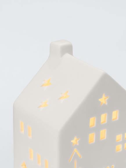 John Lewis Ceramic LED House, H11cm - view 2, Red