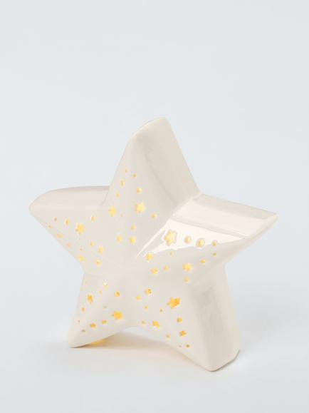 John Lewis LED Ceramic Star, H13cm, Green