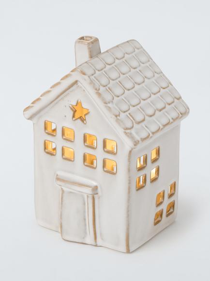 John Lewis Ceramic LED House, 14cm, White, White