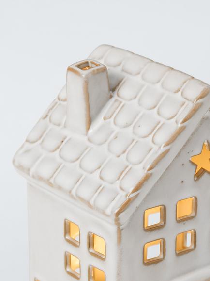 John Lewis Ceramic LED House, 14cm, White - view 2, White