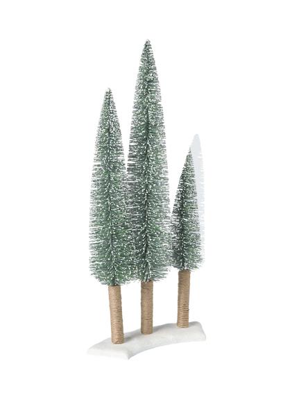 John Lewis 60cm Brush Table Tree Trio Decoration, Green, Green