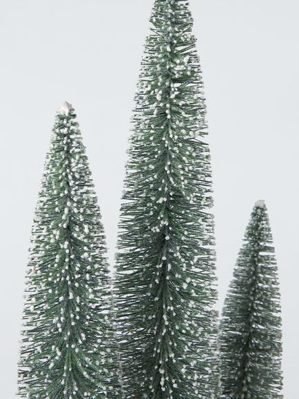 John Lewis 60cm Brush Table Tree Trio Decoration, Green - view 2, Green