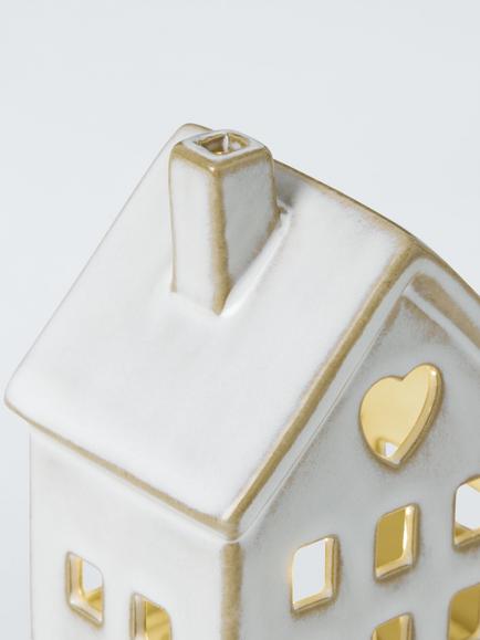 John Lewis Mini Ceramic LED House, 9cm, White - view 2, White